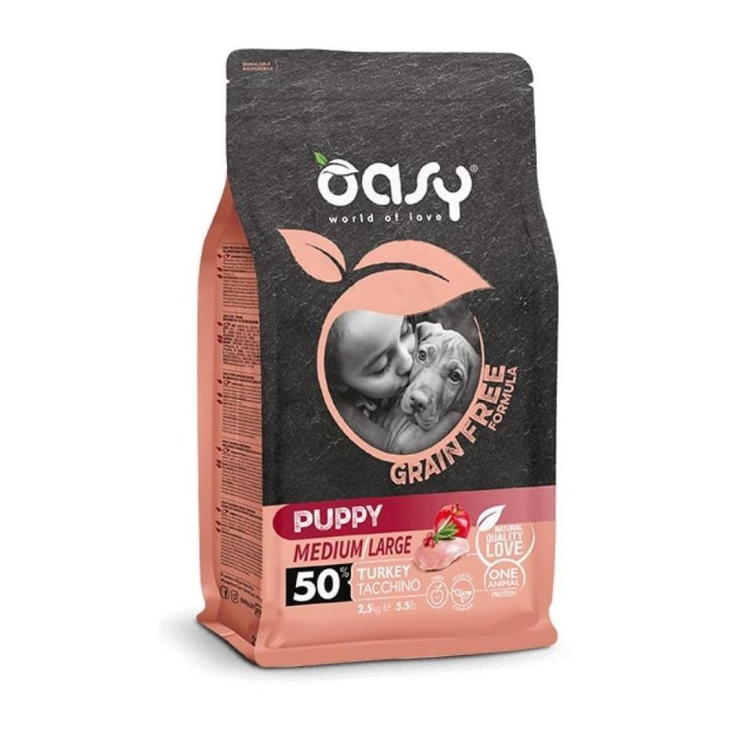 Oasy grain free puppy medium/large tacchino 12kg