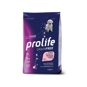 Prolife grain free puppy sensitive maiale e patate medium large 10kg