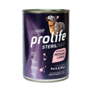 Prolife sterilised sensitive adult medium large maiale e riso 400gr