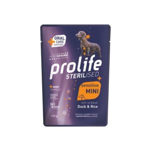Prolife sterilised sensitive adult anatra e riso mini 100gr