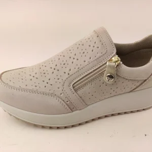 ENVAL SOFT scarpa con zip pelle nubuk panna