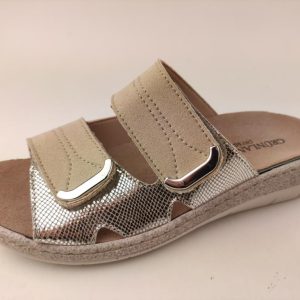 GRUNLAND ciabatta doppio velcro estraibile platino